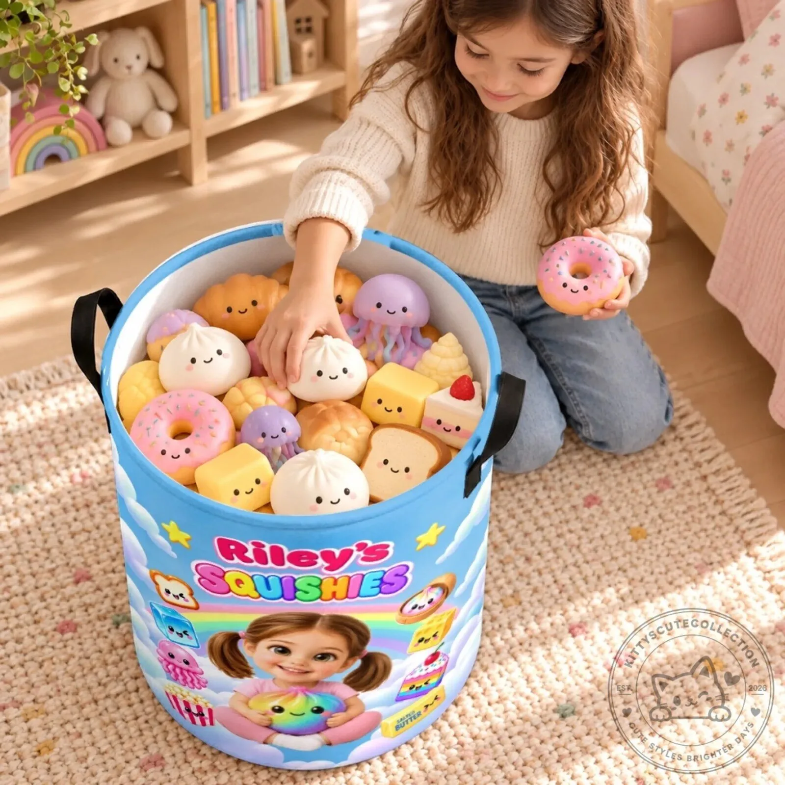 Personalized Kids Squishy Collection Storage Basket with Custom Photo and Name 12 Personalized Kids Squishy Collection Storage Basket with Custom Photo and Name