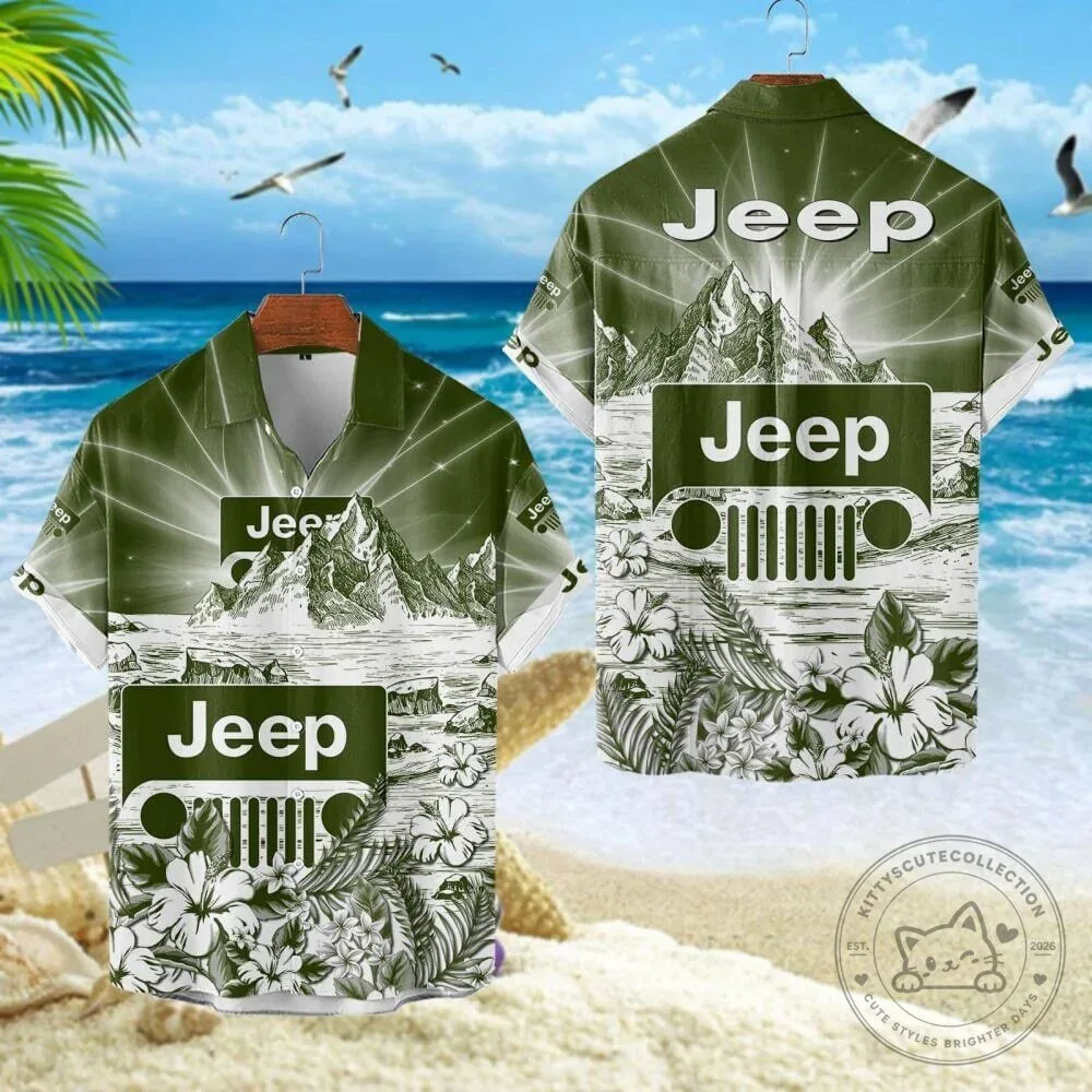 Jeep Off-Road Mountain Adventure Tropical Hawaiian Shirt for Men