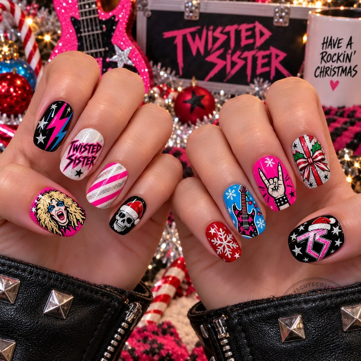 Twisted Sister Christmas Holiday Glamour Press On Nails Set