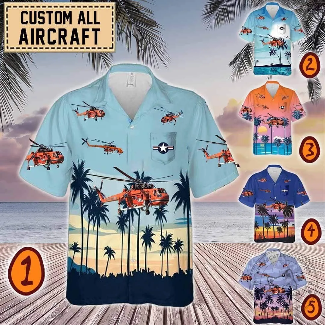 Sikorsky S-64 Skycrane Helicopter Tropical Beach Hawaiian Shirt 5 Sikorsky S-64 Skycrane Helicopter Tropical Beach Hawaiian Shirt