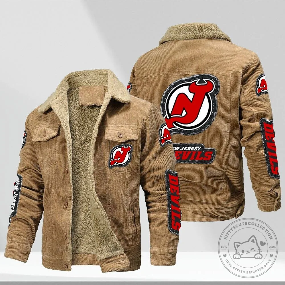 New Jersey Devils NHL Corduroy Sherpa Trucker Jacket