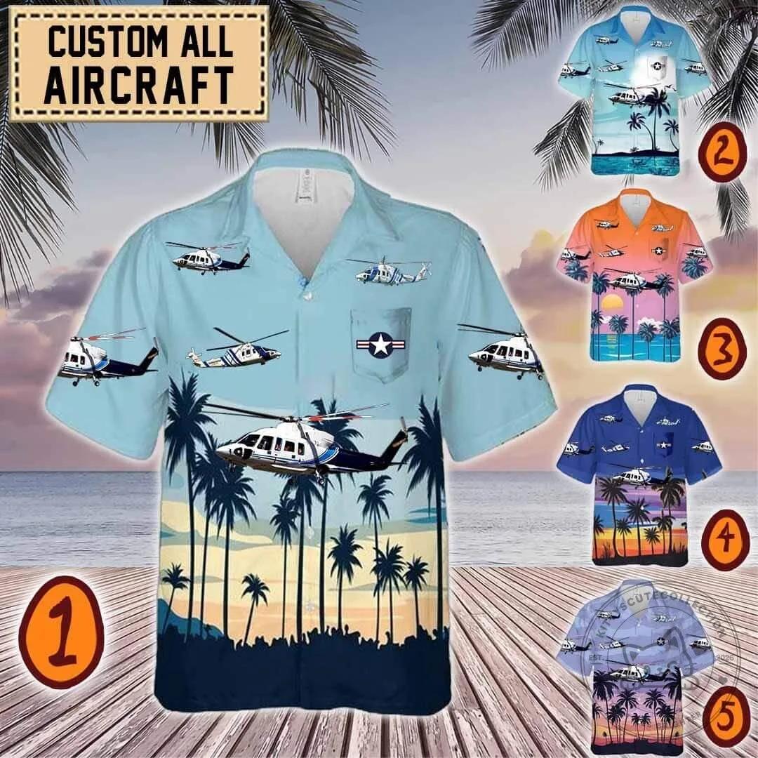 Sikorsky S-76 Helicopter Hawaiian Shirt for Aviation Enthusiasts 1 Sikorsky S-76 Helicopter Hawaiian Shirt for Aviation Enthusiasts