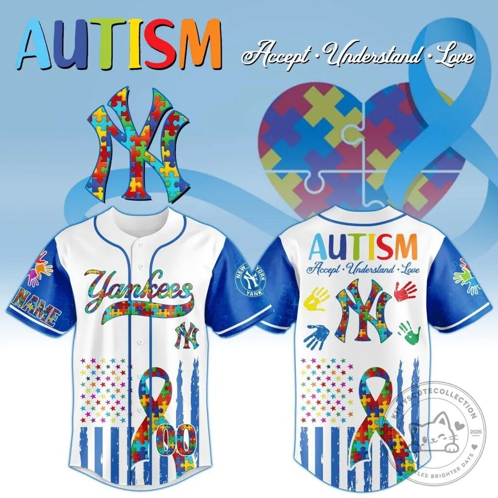 New York Yankees Autism Awareness Personalized Baseball Jersey