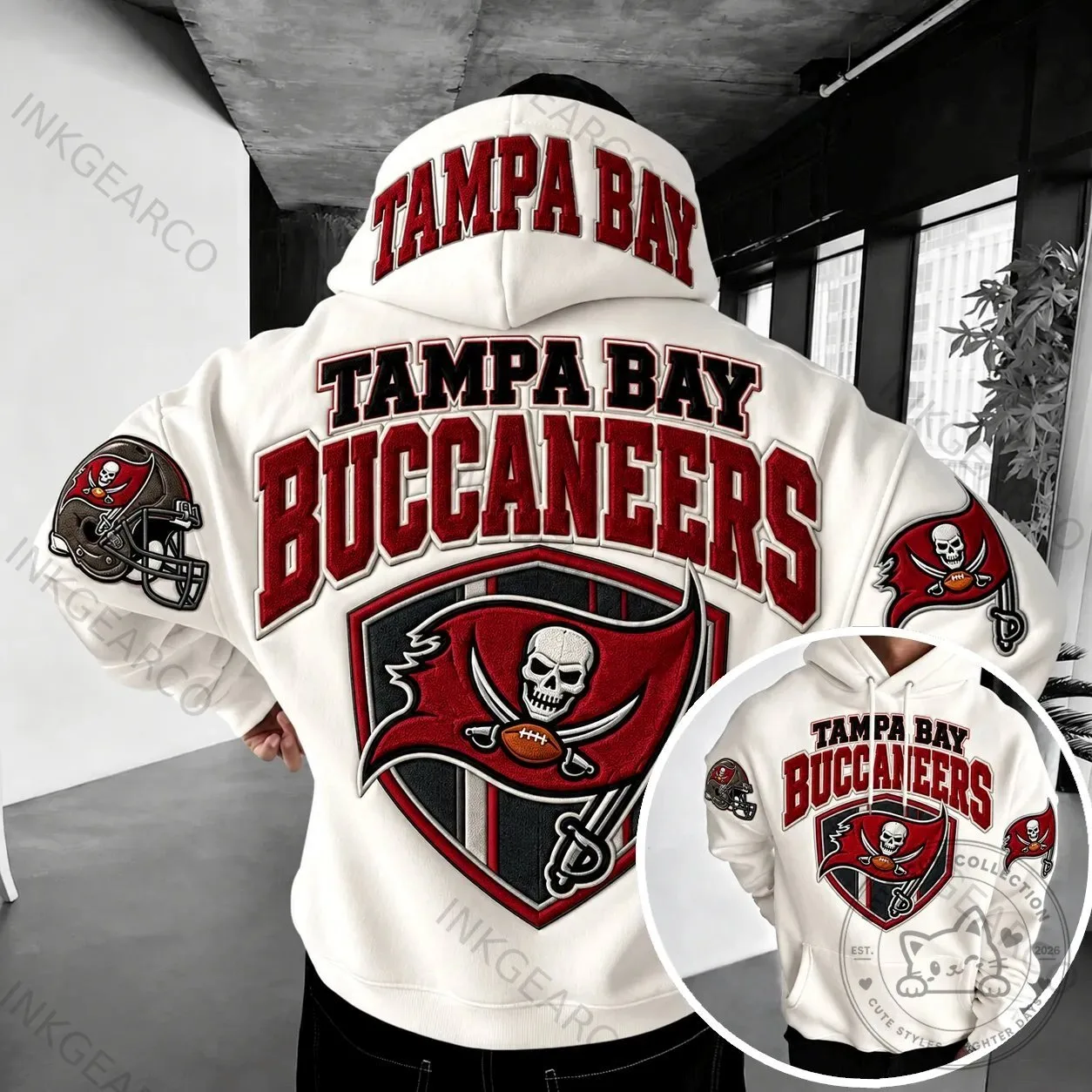 Tampa Bay Buccaneers NFL Football Team Logo White Hoodie