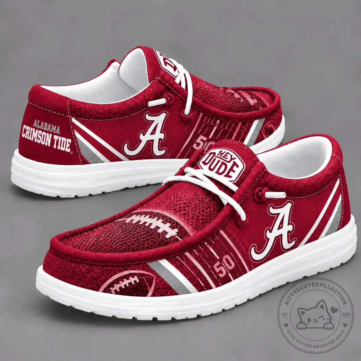 Alabama Crimson Tide Football Fan Hey Dude Style Loafer Shoes