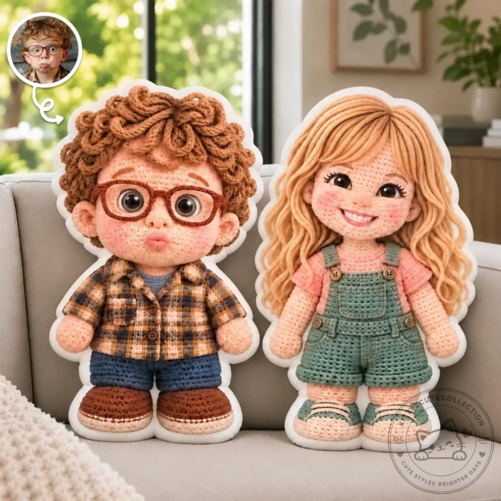 Personalized Crochet Style Kids Photo Shaped Pillow Personalized Crochet Style Kids Photo Shaped Pillow