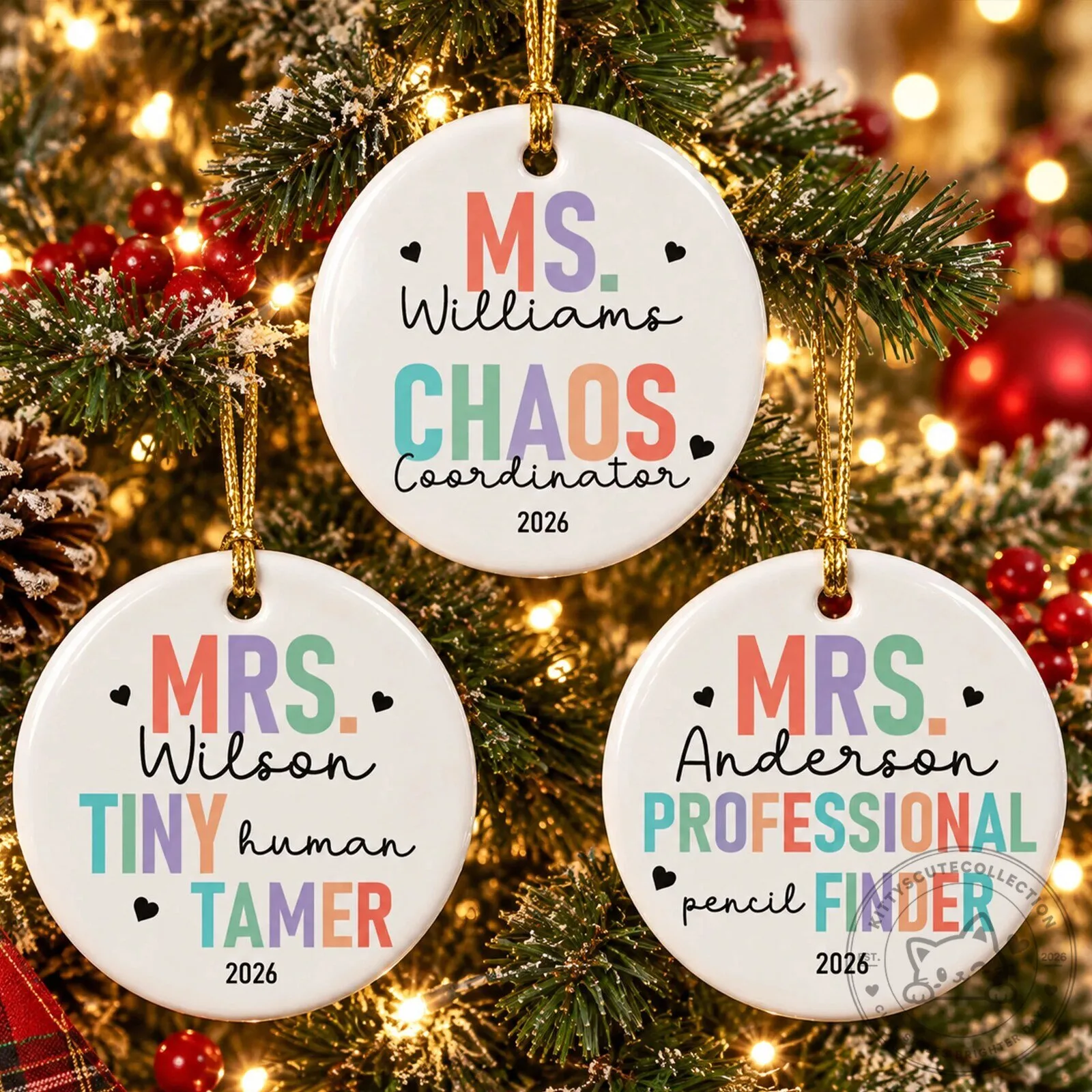 Personalized Teacher Appreciation Gift Chaos Coordinator Tiny Human Tamer Ornament