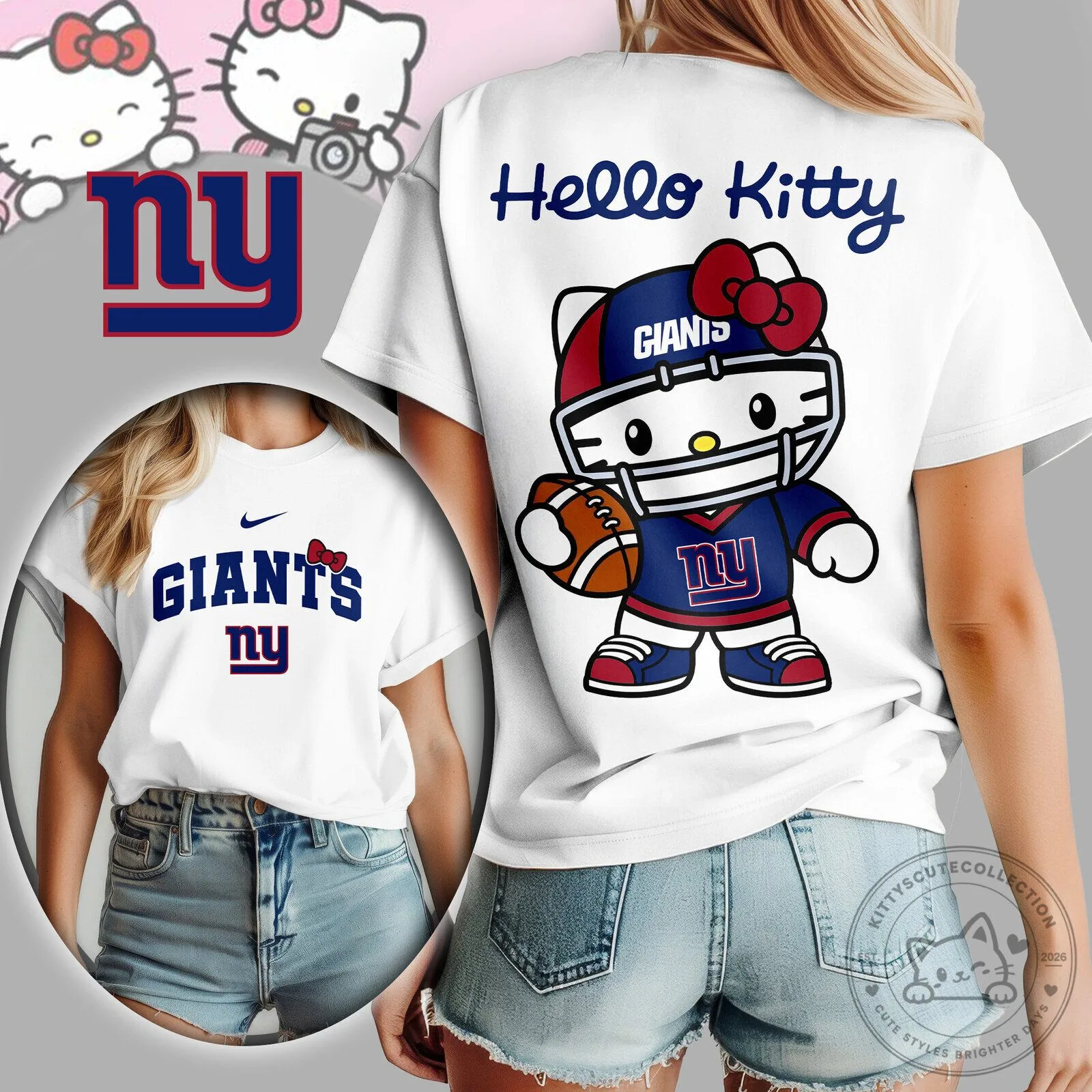 New York Giants Hello Kitty Football Fan T-Shirt
