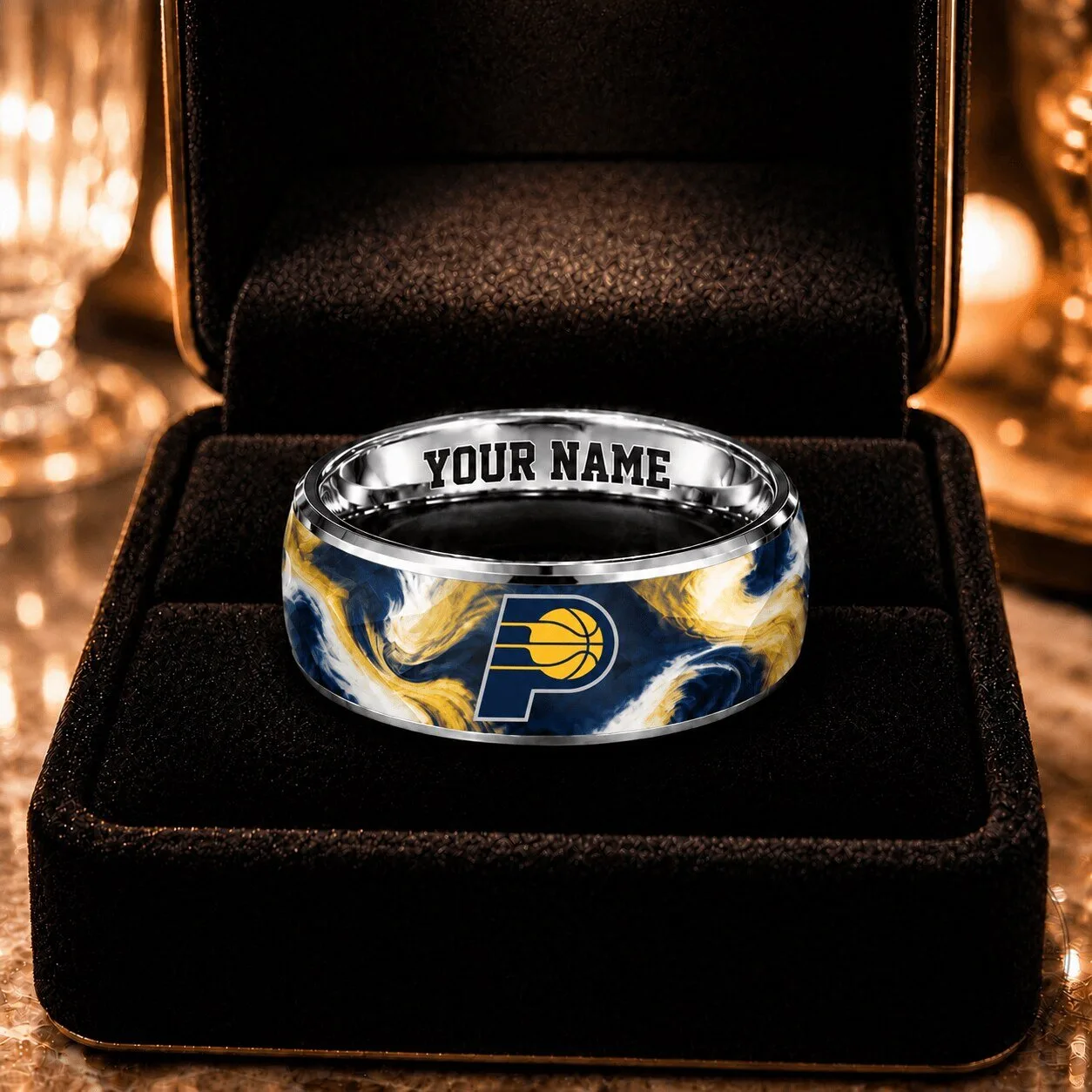 Indiana Pacers Basketball Team Logo Personalized Custom Name Ring for Fans
