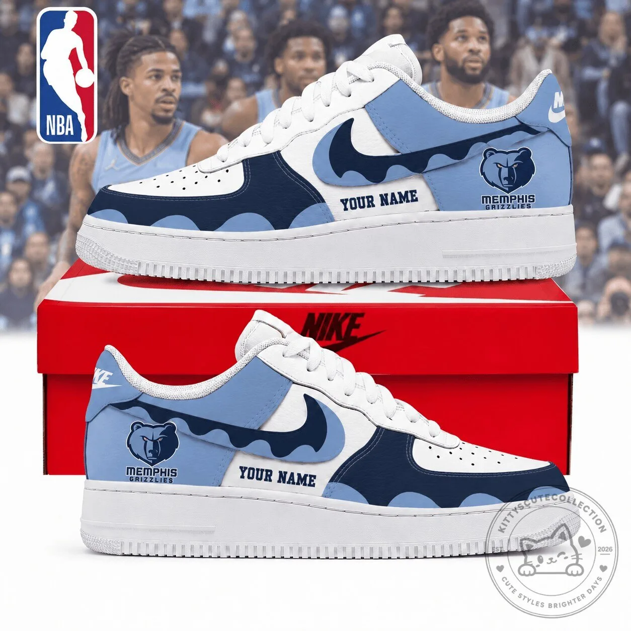Memphis Grizzlies NBA Personalized Low Top Air Force 1 Sneakers