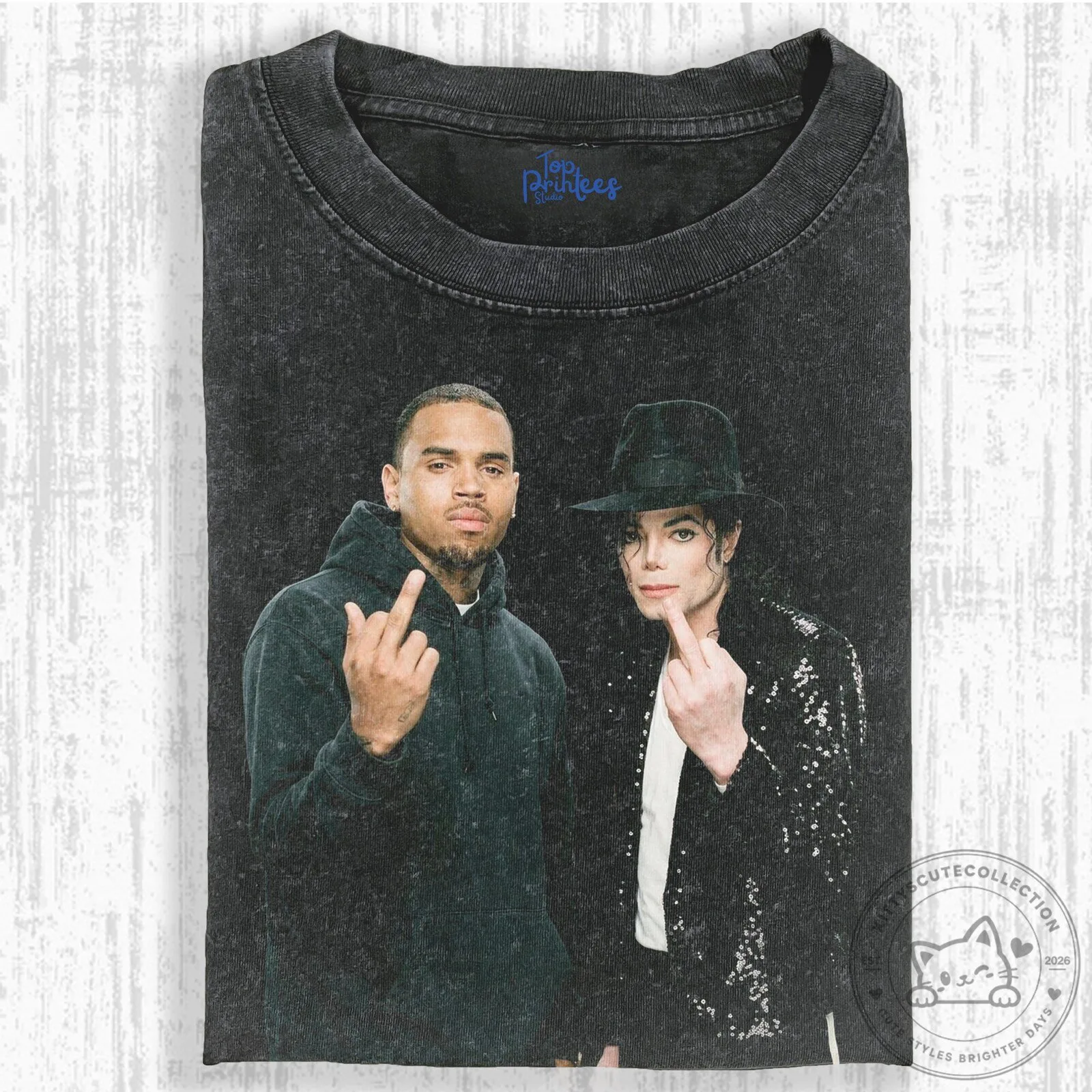 Chris Brown and Michael Jackson Vintage Washed Graphic T-Shirt