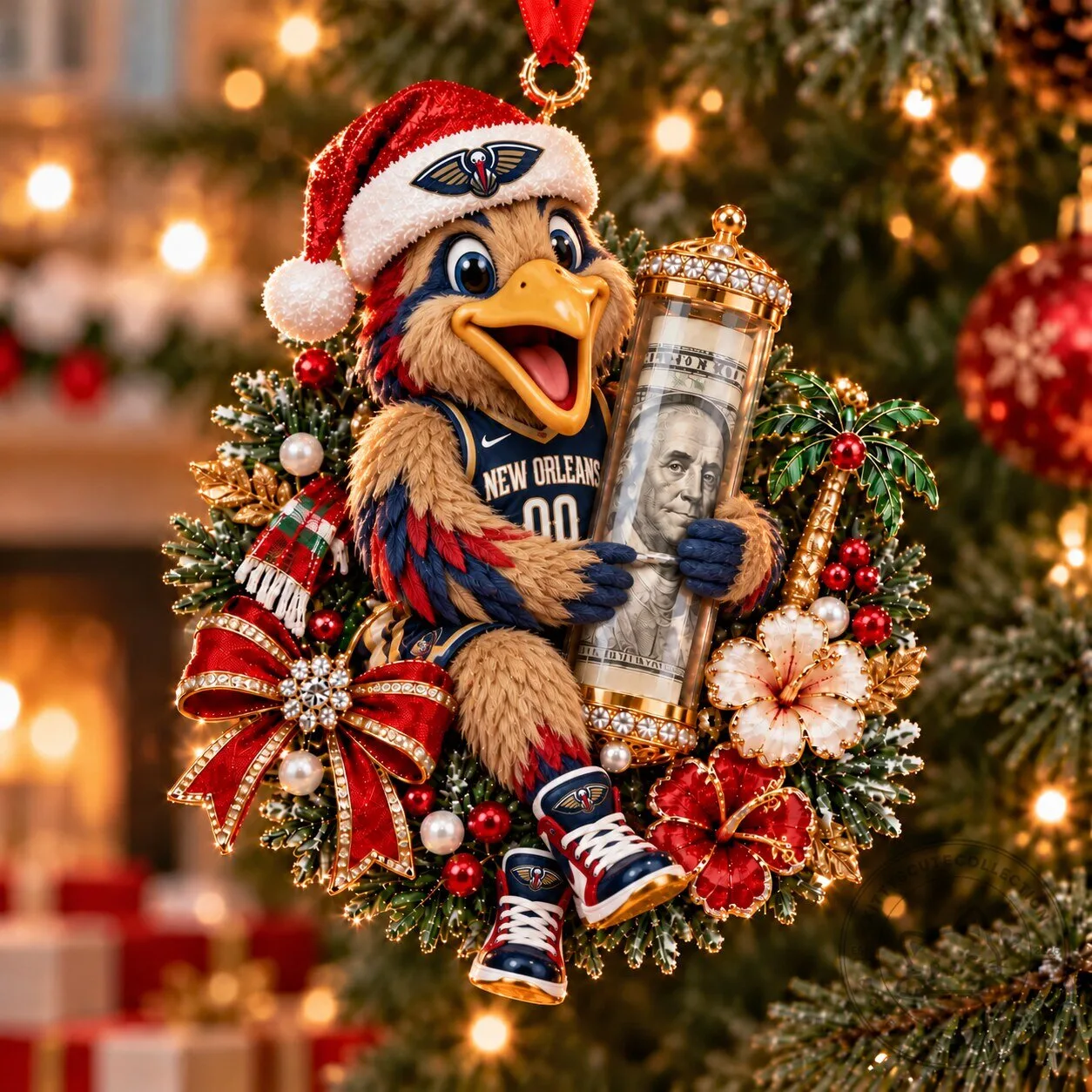 New Orleans Pelicans Pierre The Pelican Christmas Tree Ornament