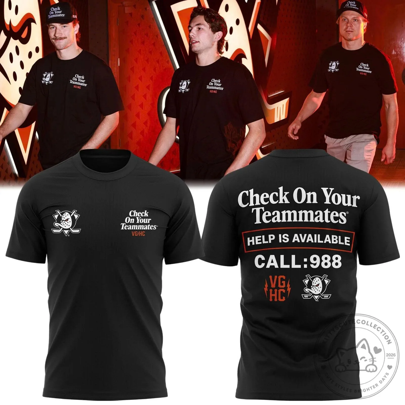 Anaheim Ducks Check On Your Teammates Go Ducks Shirt