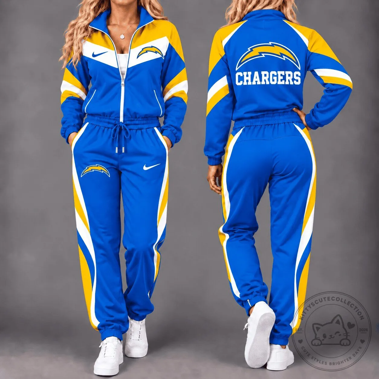 Los Angeles Chargers Women's Royal Blue and Yellow Tracksuit Set