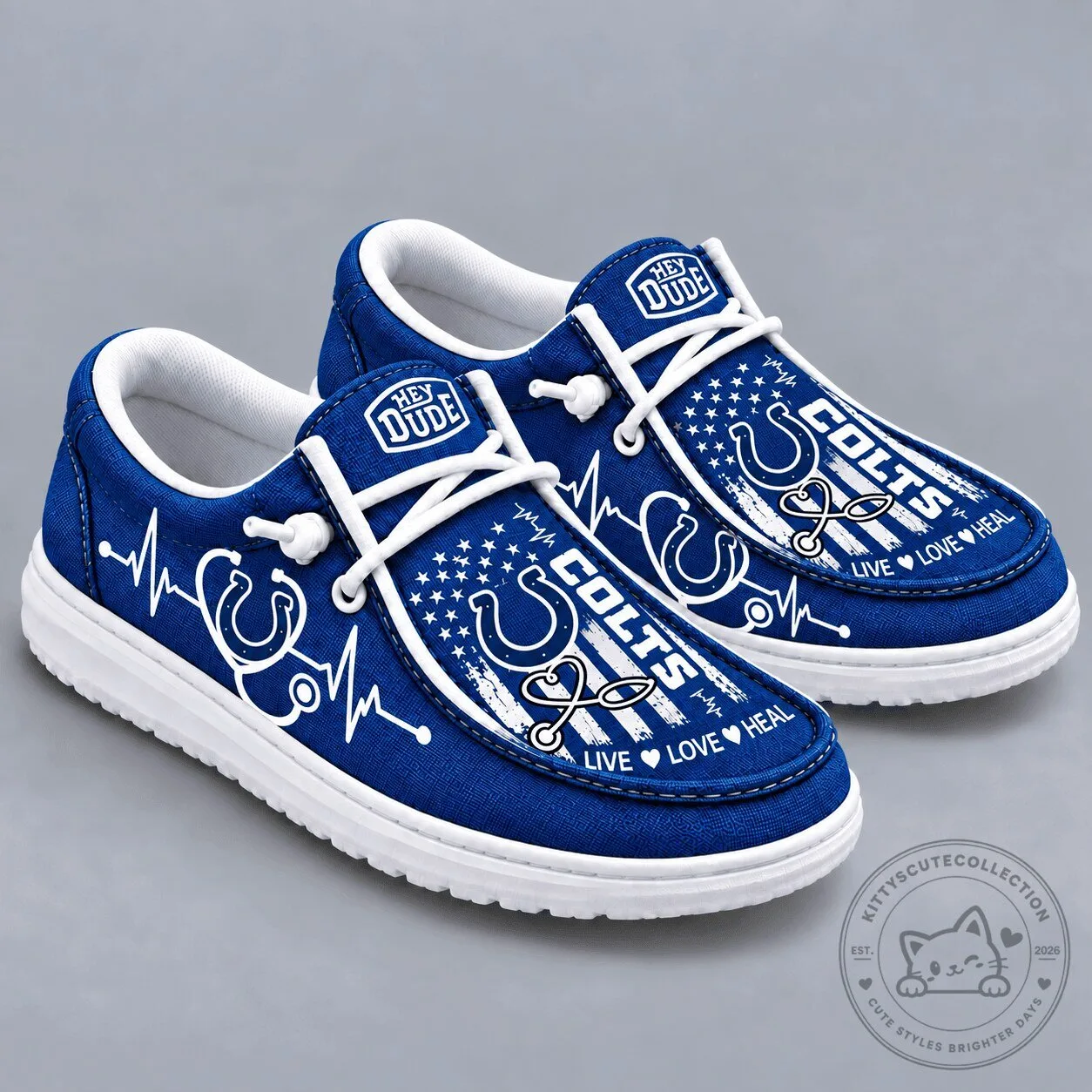 Indianapolis Colts Live Love Heal Loafer Shoes, NFL Football Team Fan Footwear