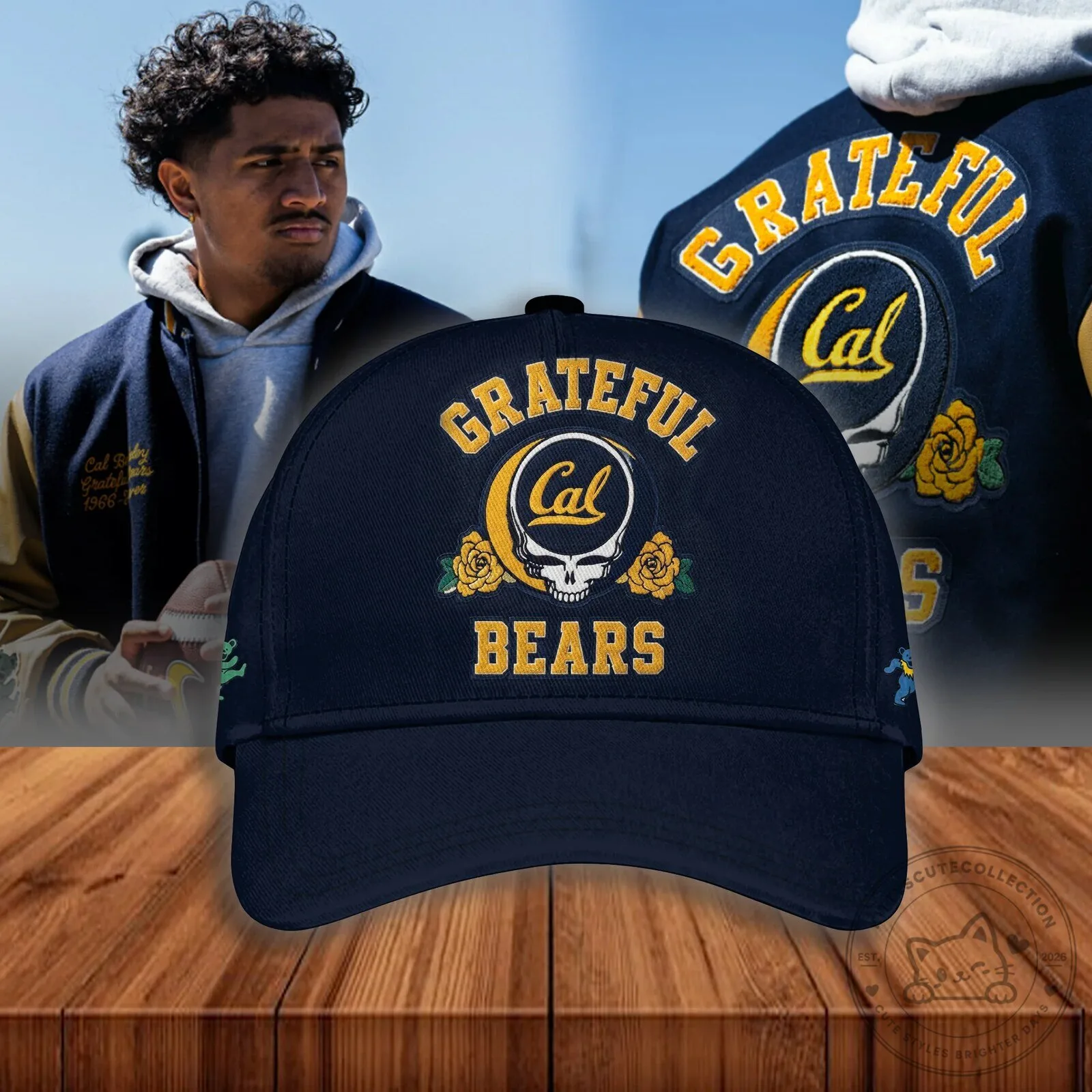Cal Football Grateful Dead Bears Embroidered Baseball Cap Hat