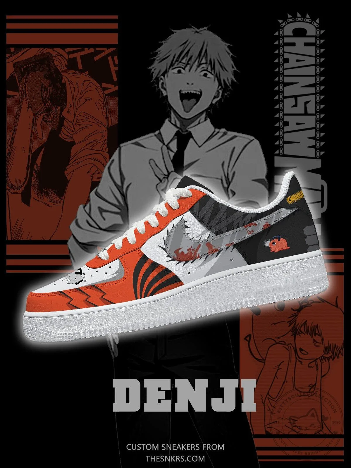 Chainsaw Man Denji Anime Character Art Custom Sneakers