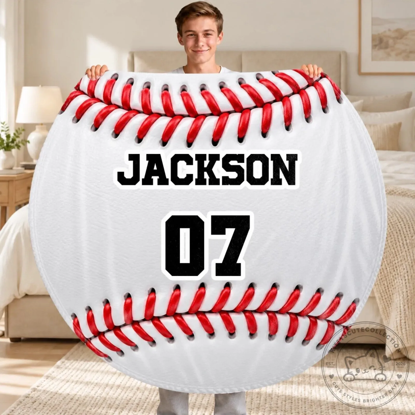 Personalized Basketball Round Throw Blanket with Custom Name and Number 9 Personalized Basketball Round Throw Blanket with Custom Name and Number