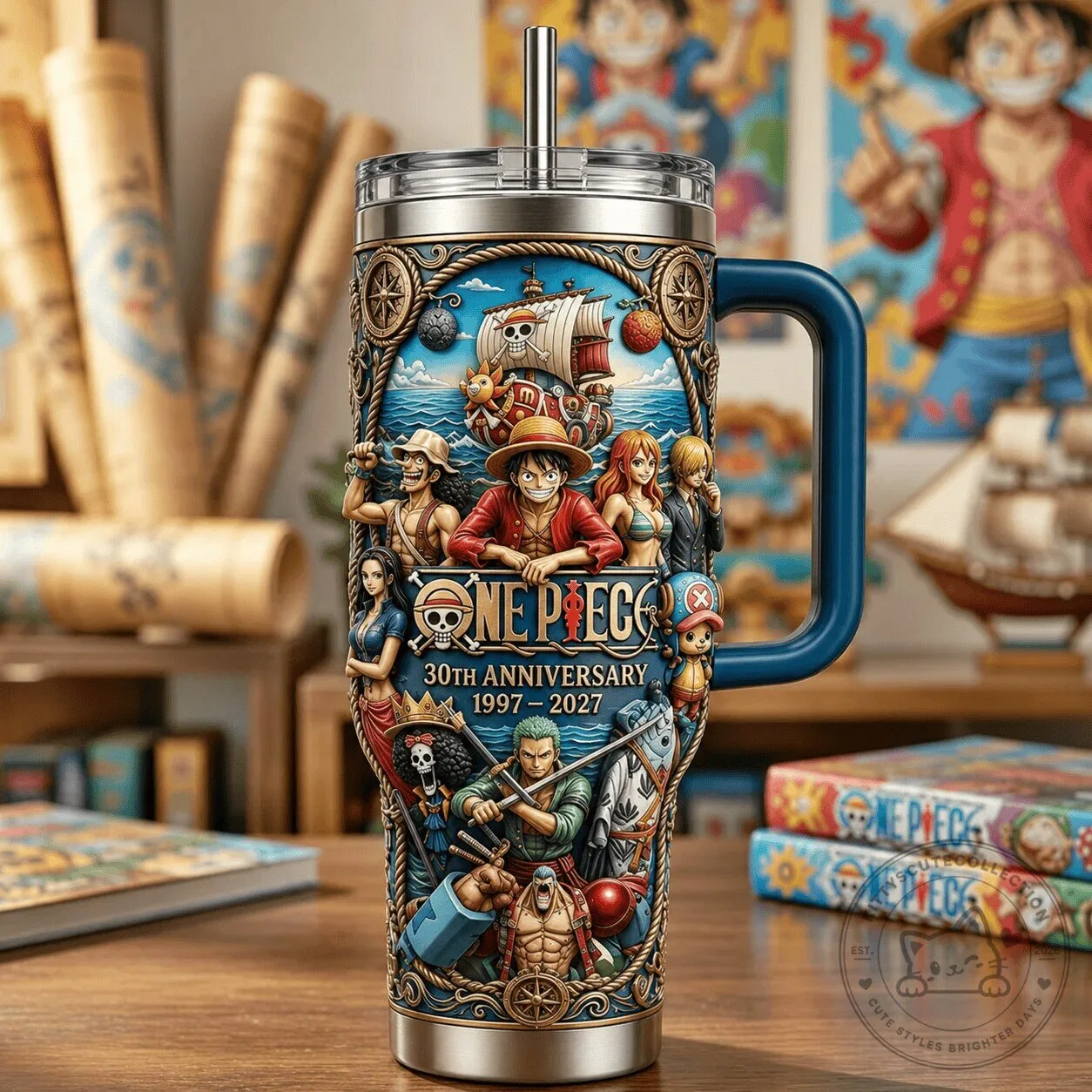 One Piece 30th Anniversary 1997-2027 Anime Manga Insulated Tumbler with Handle