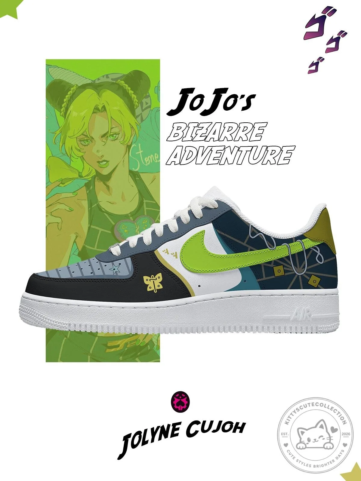Jolyne Cujoh JoJo's Bizarre Adventure Anime Fan Art Custom Sneakers