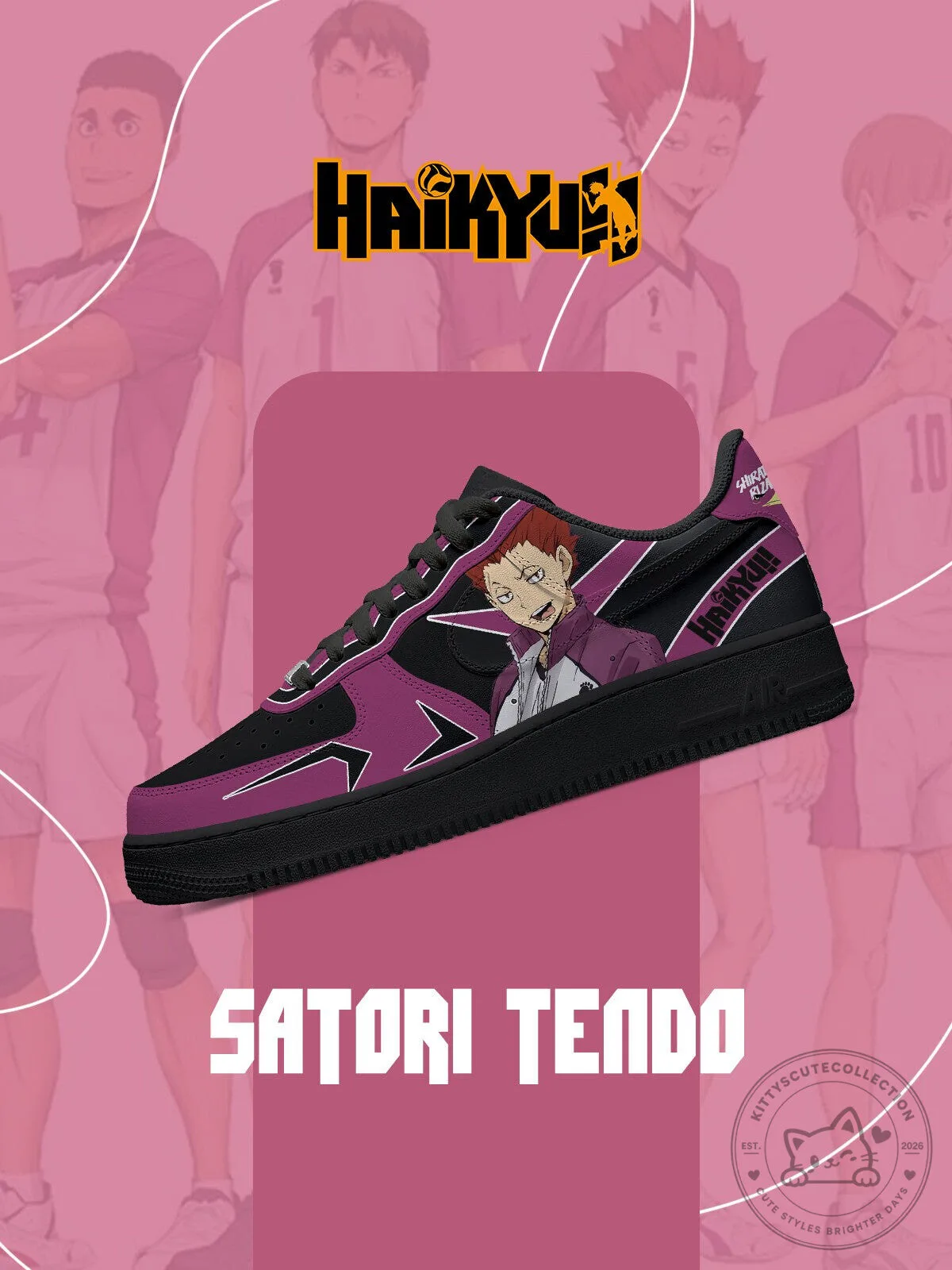 Haikyuu Satori Tendo Anime Character Design Black and Purple Athletic Shoes 2 Haikyuu Satori Tendo Anime Character Design Black and Purple Athletic Shoes