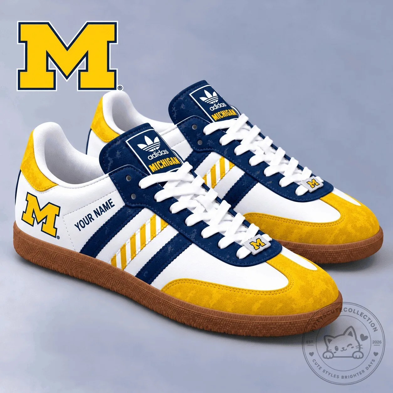 Michigan Wolverines NCAA Custom Name Adidas Samba Shoes