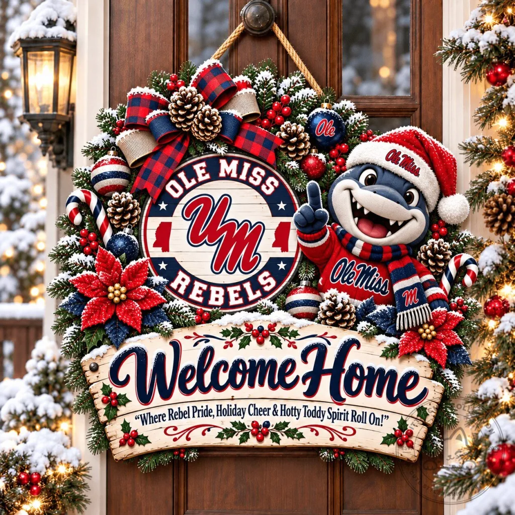 Ole Miss Rebels Mascot Christmas Welcome Home Door Hanger Ole Miss Rebels Mascot Christmas Welcome Home Door Hanger
