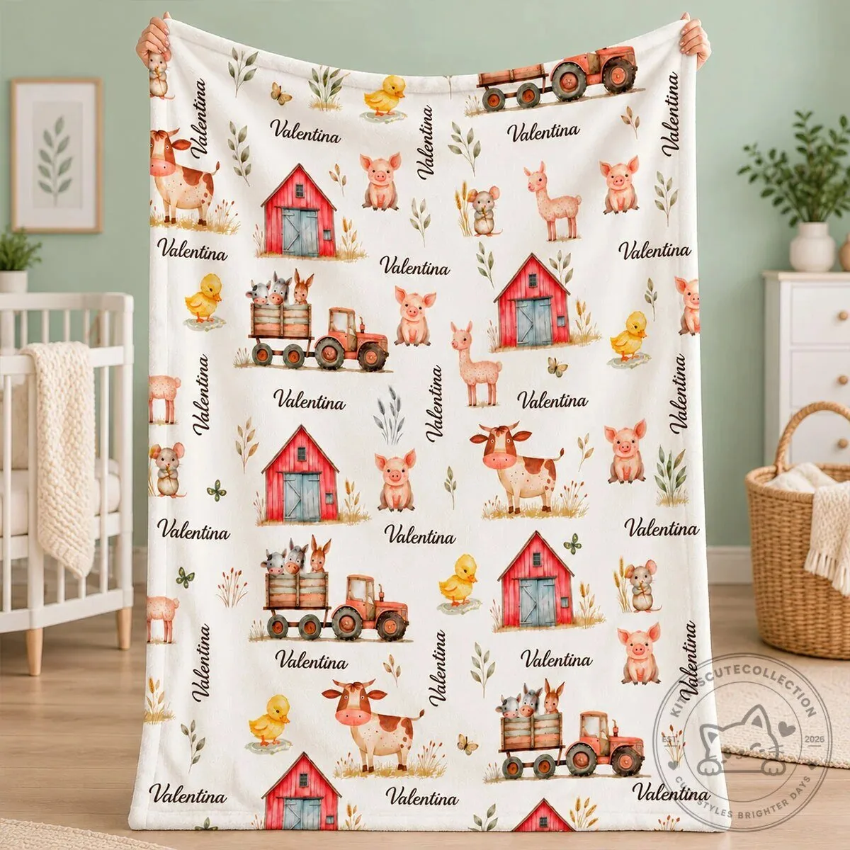 Personalized Farm Animal Baby Name Blanket, Custom Nursery Farm Theme Fleece Blanket 13 Personalized Farm Animal Baby Name Blanket, Custom Nursery Farm Theme Fleece Blanket
