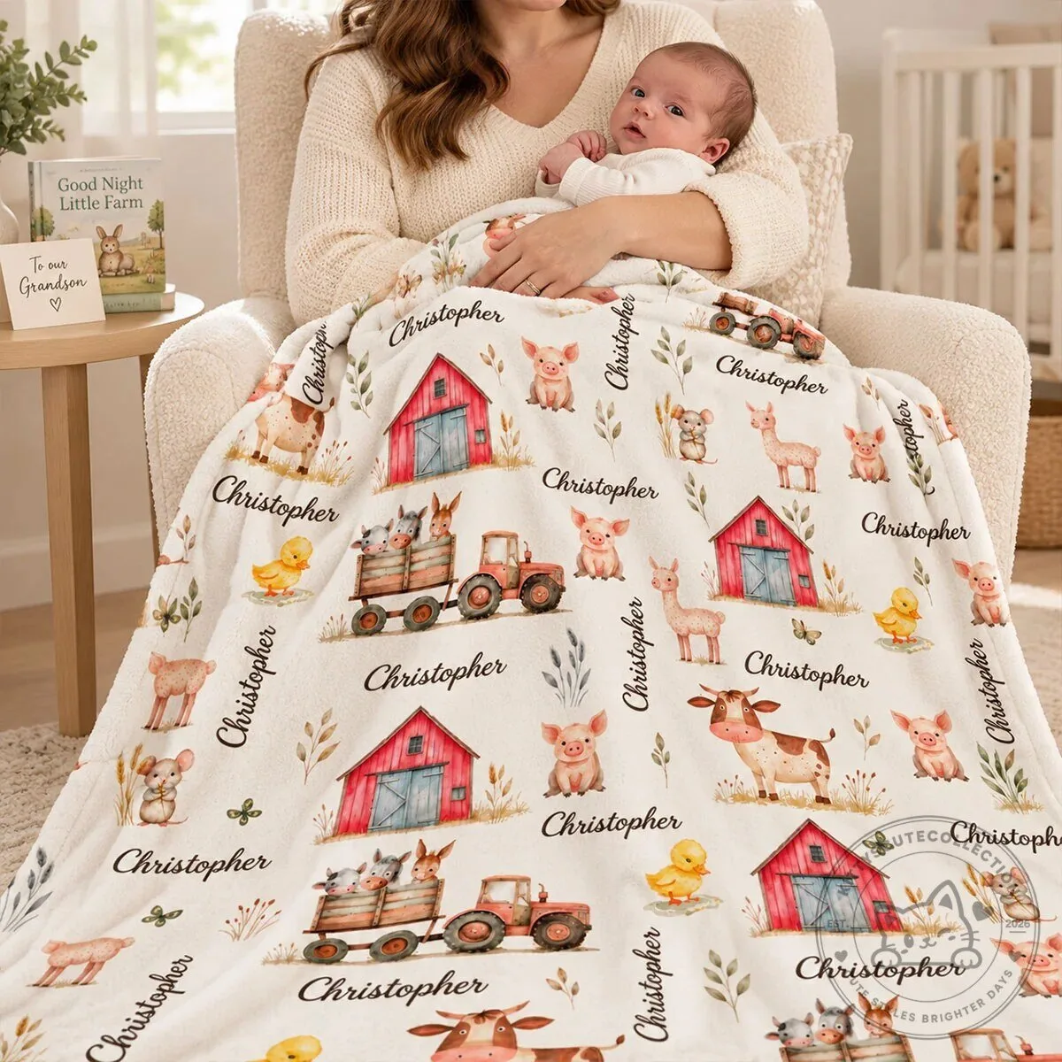 Personalized Farm Animal Baby Name Blanket, Custom Nursery Farm Theme Fleece Blanket 15 Personalized Farm Animal Baby Name Blanket, Custom Nursery Farm Theme Fleece Blanket