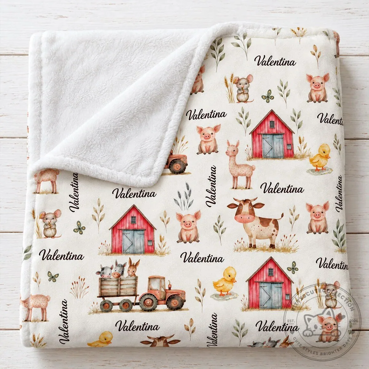 Personalized Farm Animal Baby Name Blanket, Custom Nursery Farm Theme Fleece Blanket 16 Personalized Farm Animal Baby Name Blanket, Custom Nursery Farm Theme Fleece Blanket