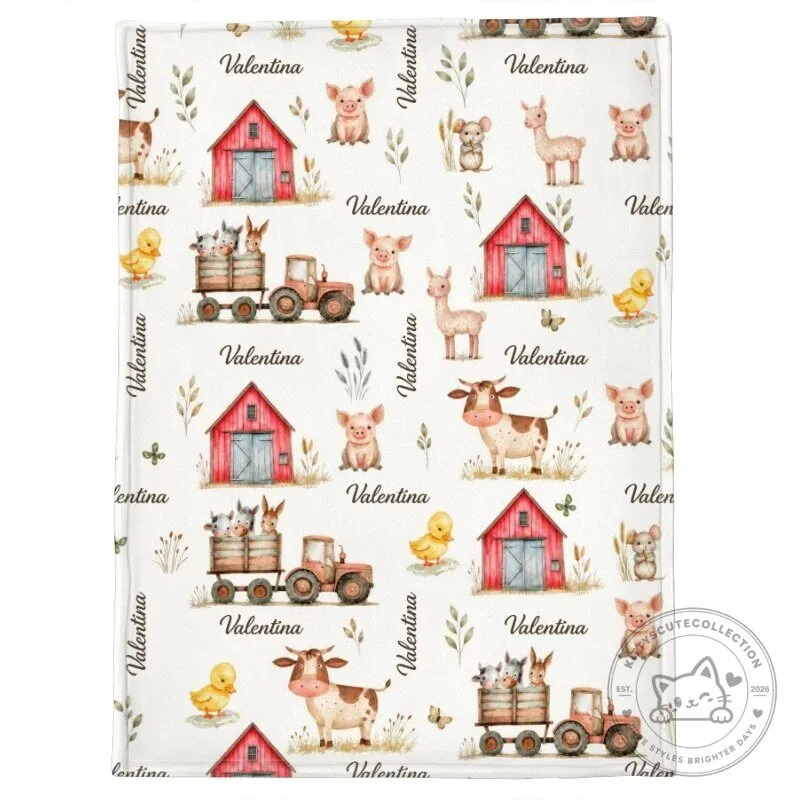 Personalized Farm Animal Baby Name Blanket, Custom Nursery Farm Theme Fleece Blanket 19 Personalized Farm Animal Baby Name Blanket, Custom Nursery Farm Theme Fleece Blanket