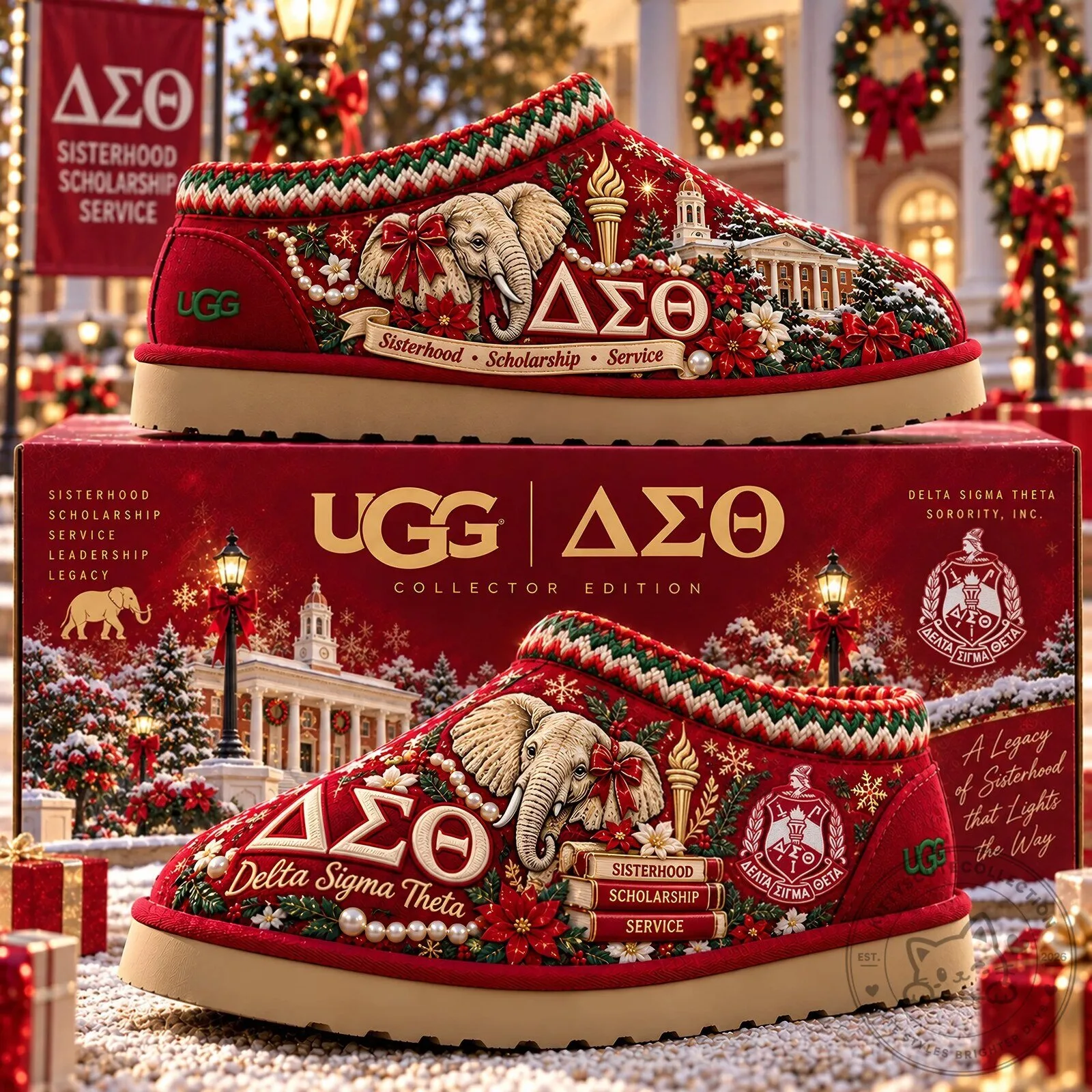 Delta Sigma Theta Sorority Christmas Holiday Pattern Shoes