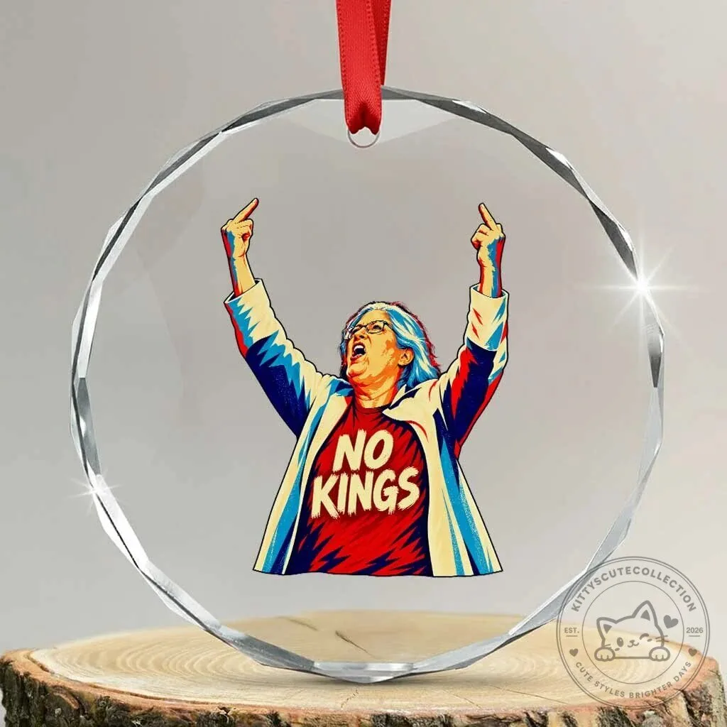 Rebellious Aunt Sue Middle Finger Pop Art Patriotic Crystal Glass Ornament 5 Rebellious Aunt Sue Middle Finger Pop Art Patriotic Crystal Glass Ornament