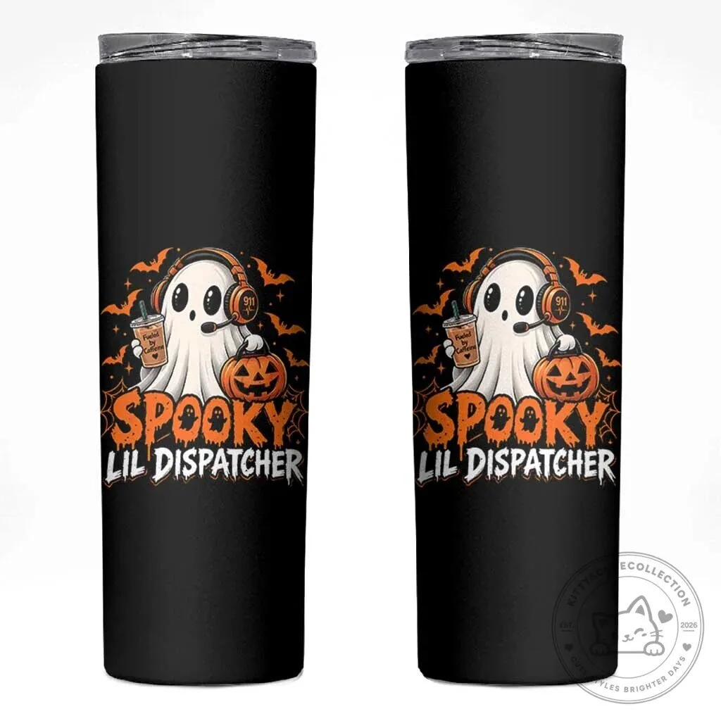 Halloween 911 Dispatcher Spooky Little Operator Ghost Skinny Tumbler