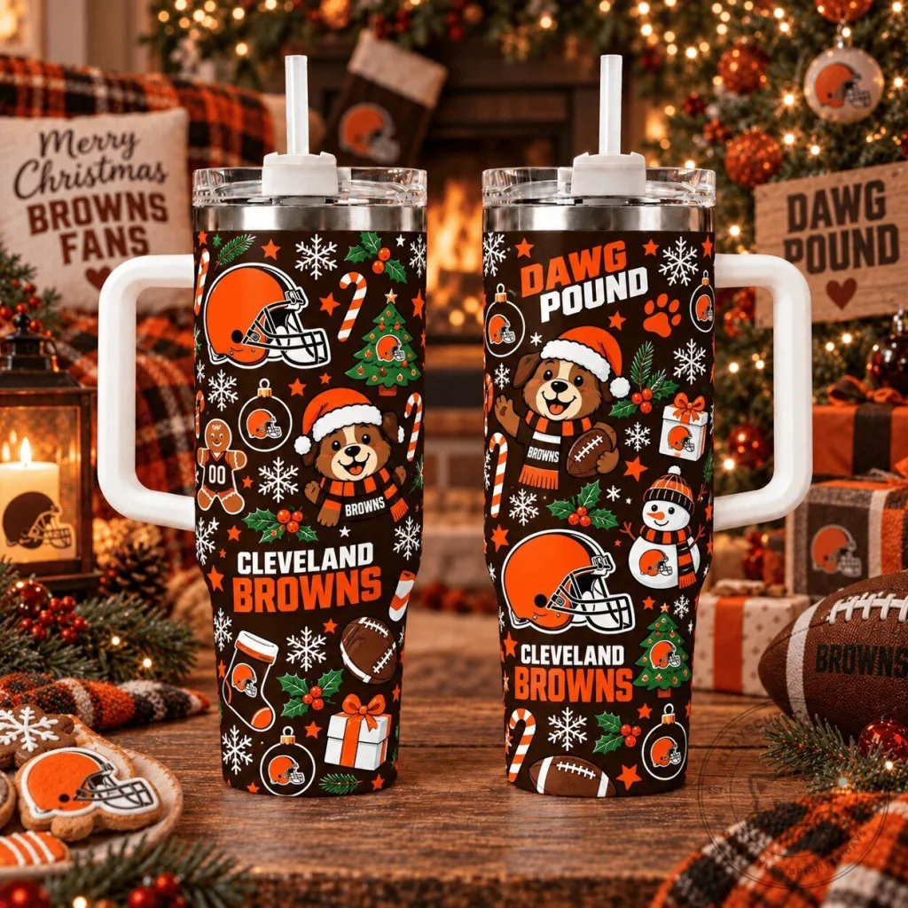 Cleveland Browns Christmas Holiday Dawg Pound Football Team Tumbler Cleveland Browns Christmas Holiday Dawg Pound Football Team Tumbler