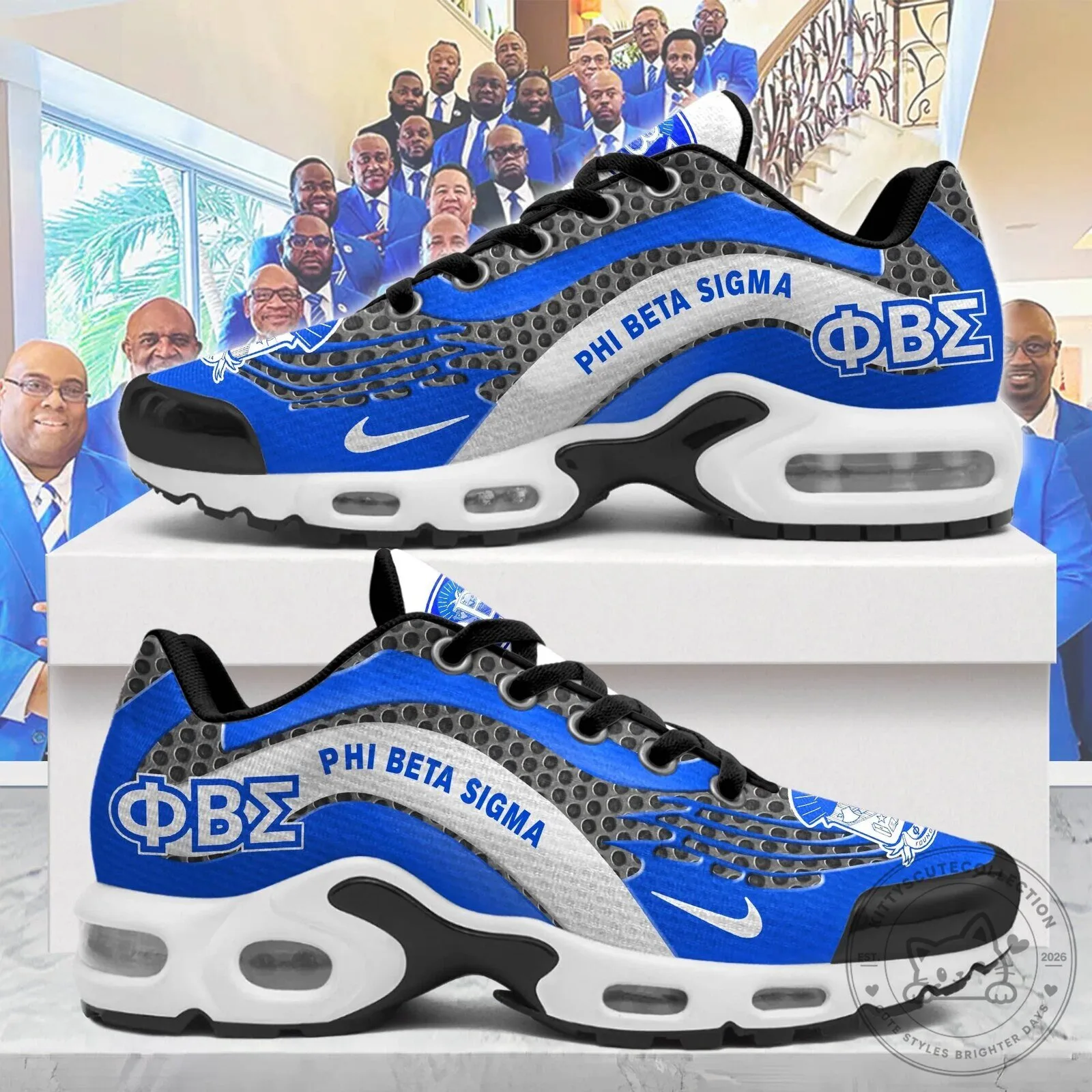 Royal Blue and White Athletic Shoes for Phi Beta Sigma Fraternity