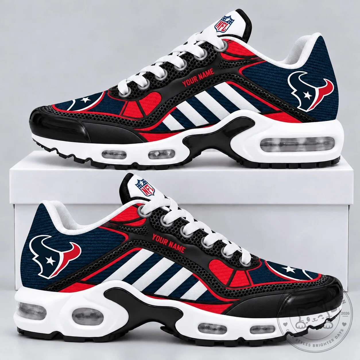 Houston Texans Personalized Diagonal Stripe Air Max Running Shoes