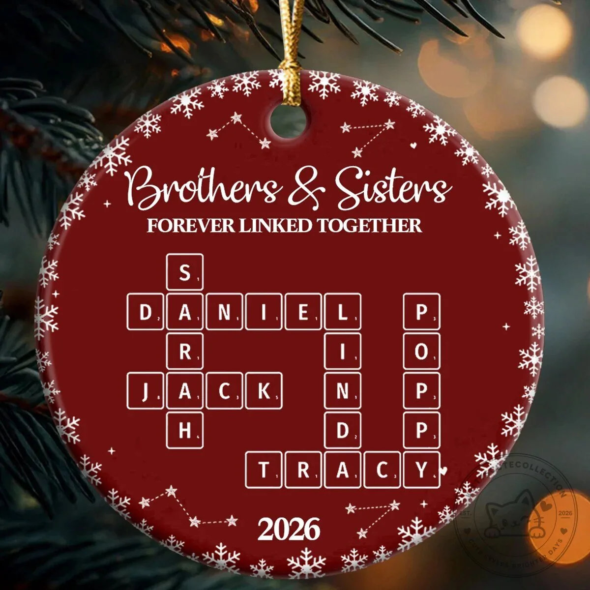 Brothers And Sisters Forever Linked Together Family Names Christmas Ornament 6 Brothers And Sisters Forever Linked Together Family Names Christmas Ornament