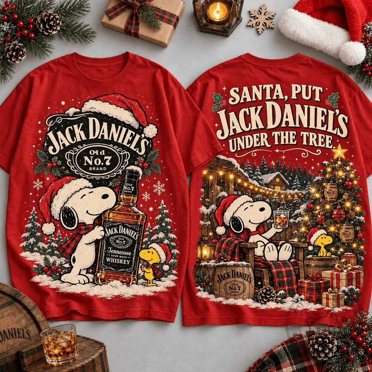 Snoopy Jack Daniel's Tennessee Whiskey Christmas Holiday T-Shirt