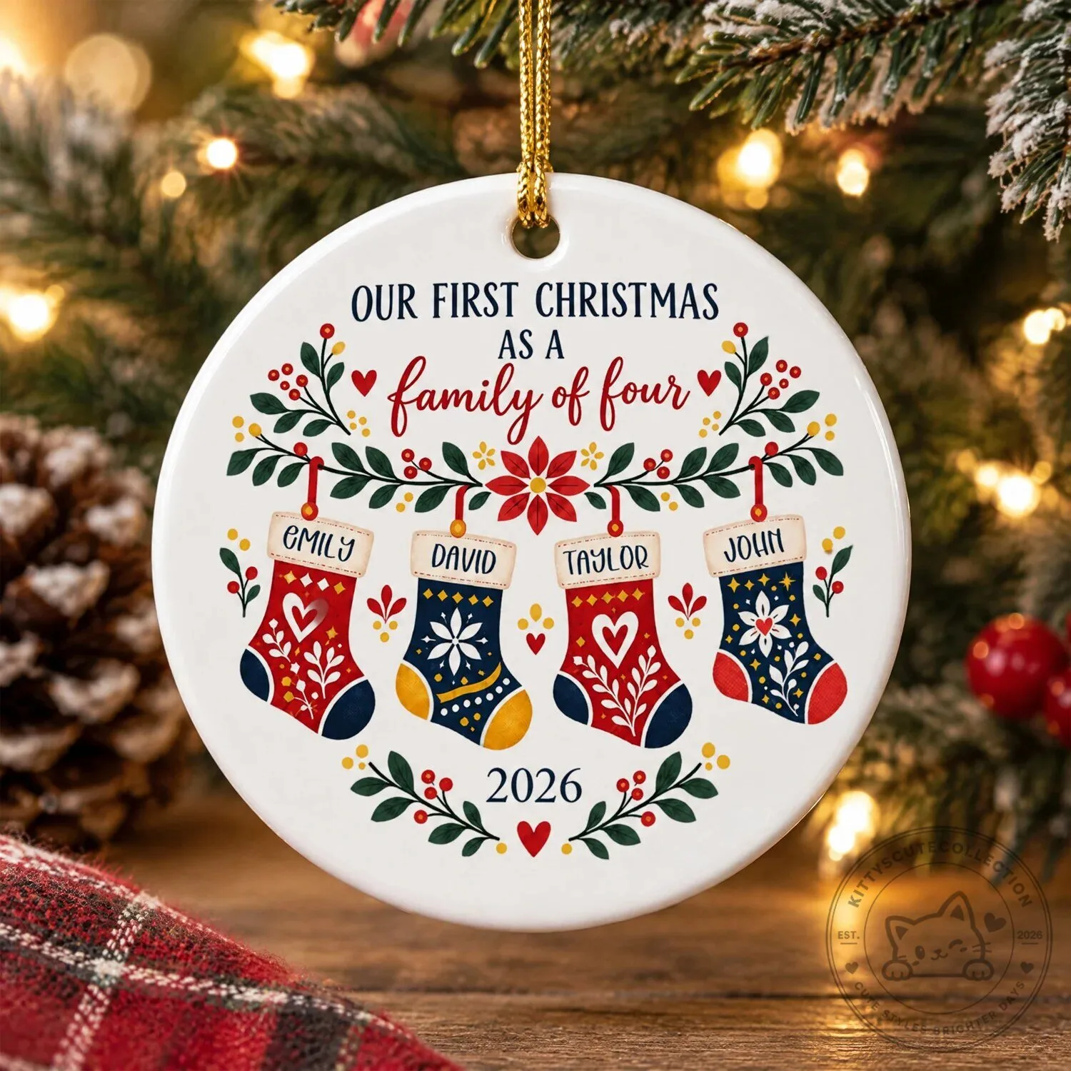 Our First Christmas As A Family Of Three Personalized Ceramic Ornament 10 Our First Christmas As A Family Of Three Personalized Ceramic Ornament