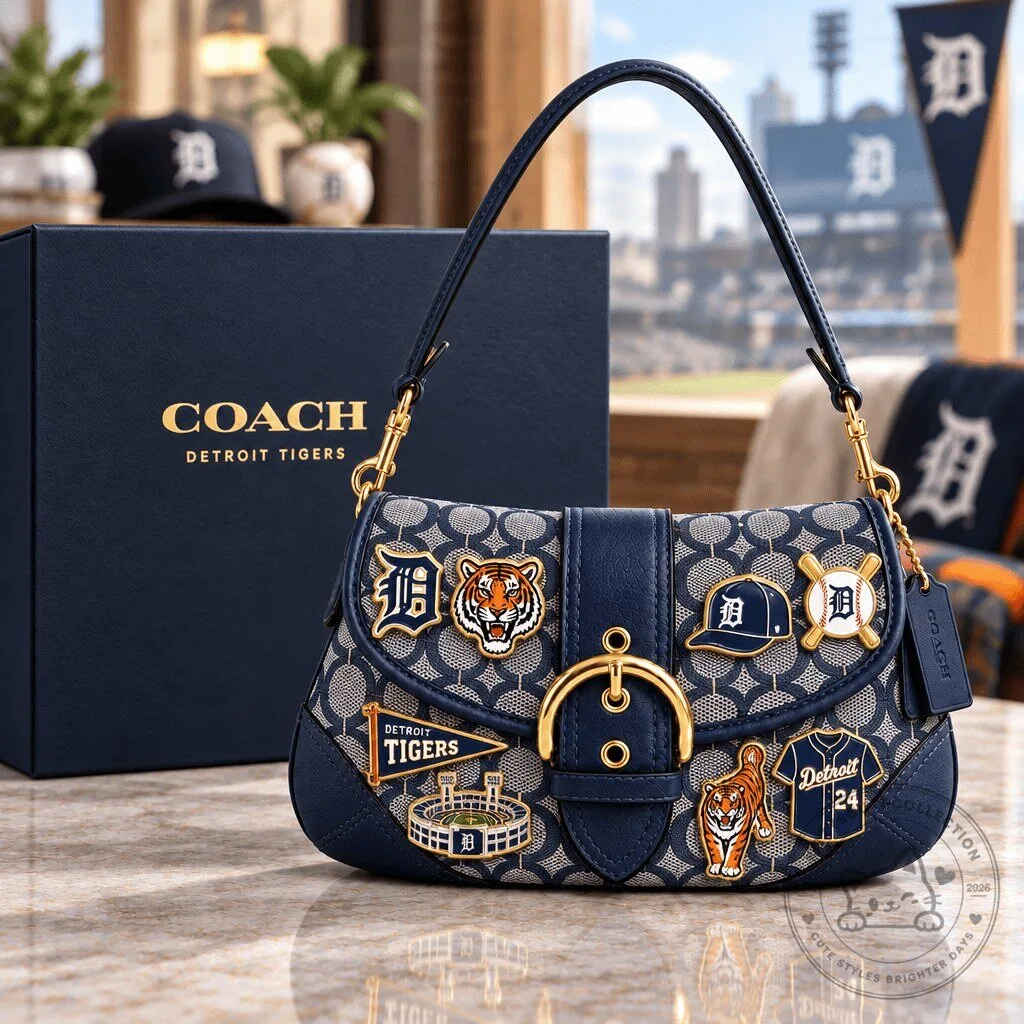 Detroit Tigers Coach Signature Soho Shoulder Bag with Team Patches