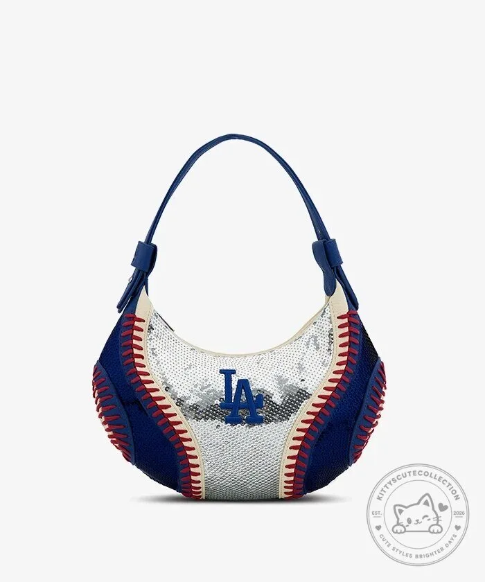 Los Angeles Dodgers Sequin Baseball Stitch Hobo Bag 4 Los Angeles Dodgers Sequin Baseball Stitch Hobo Bag