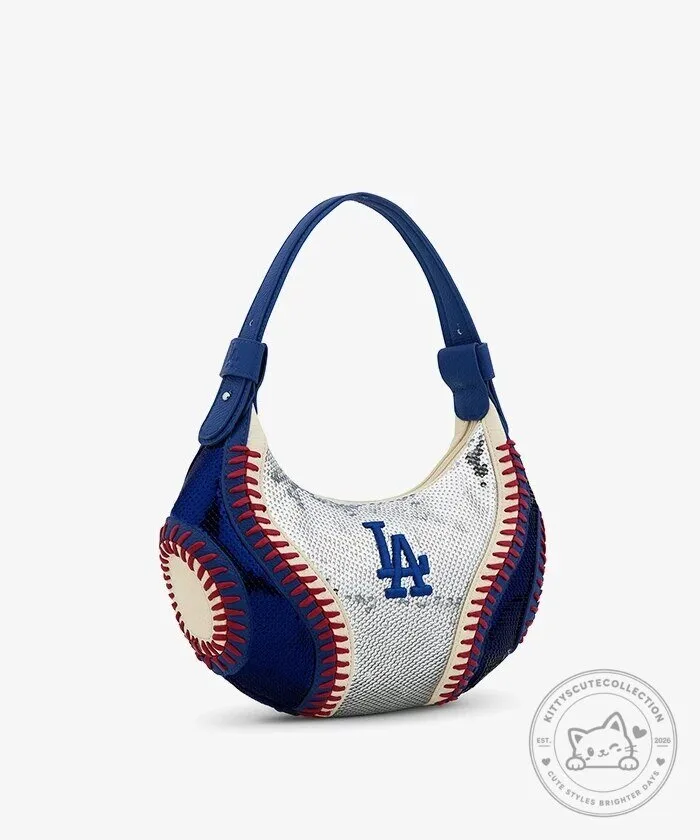 Los Angeles Dodgers Sequin Baseball Stitch Hobo Bag 22 Los Angeles Dodgers Sequin Baseball Stitch Hobo Bag