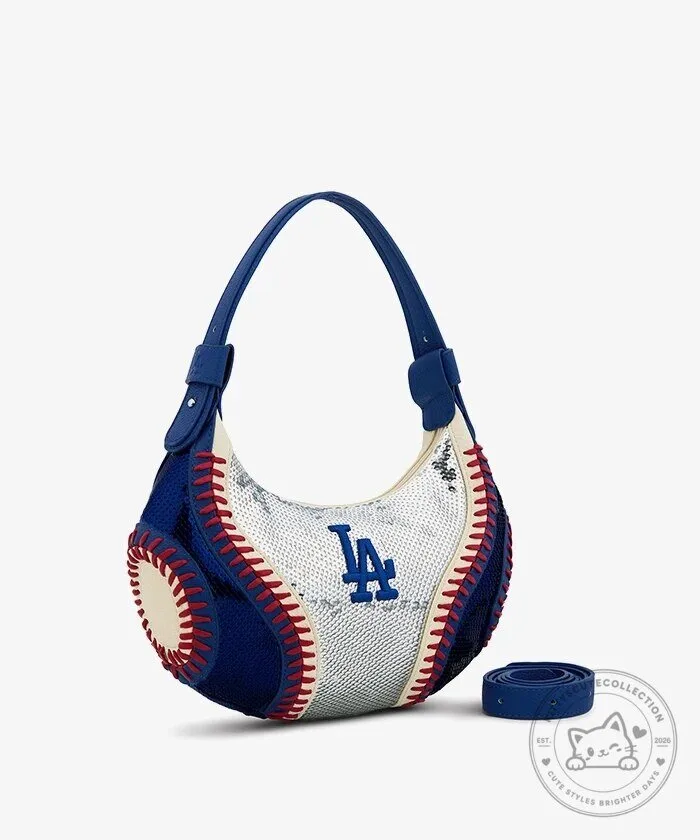 Los Angeles Dodgers Sequin Baseball Stitch Hobo Bag 23 Los Angeles Dodgers Sequin Baseball Stitch Hobo Bag