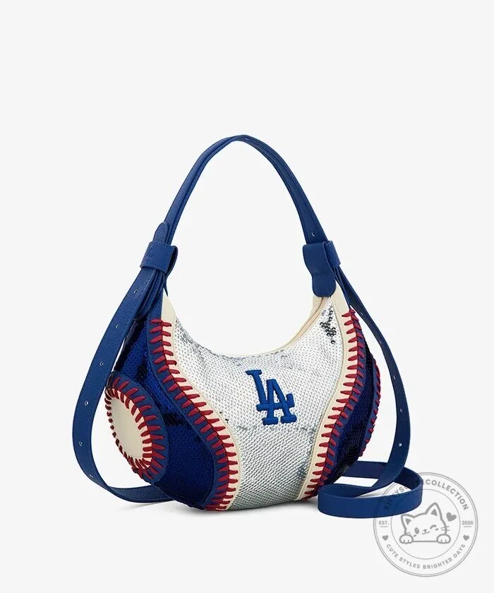 Los Angeles Dodgers Sequin Baseball Stitch Hobo Bag 26 Los Angeles Dodgers Sequin Baseball Stitch Hobo Bag