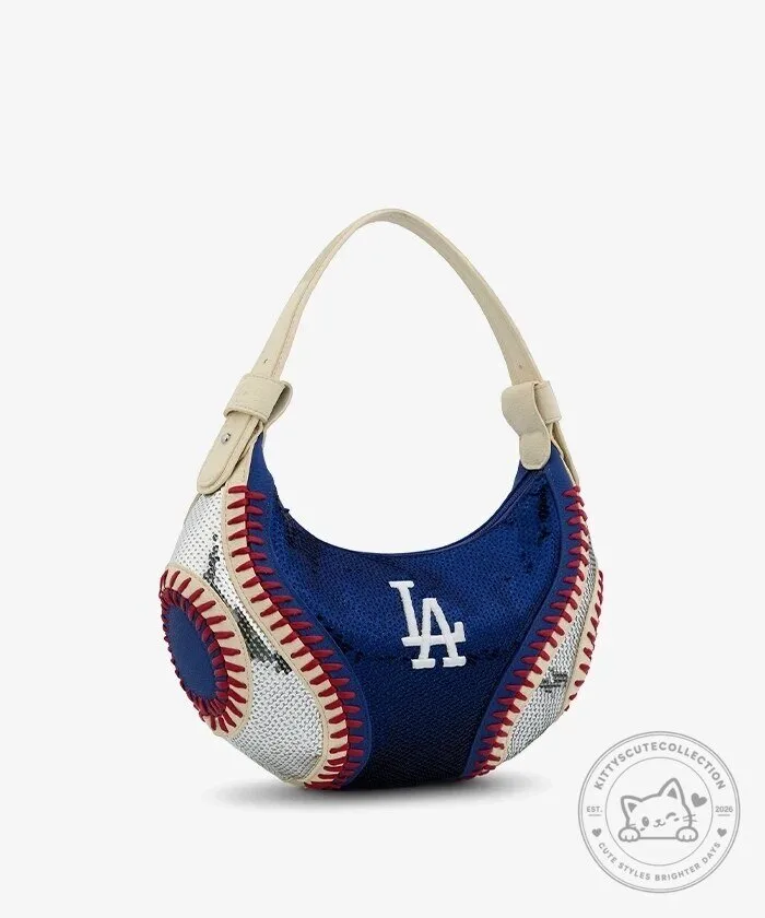 Los Angeles Dodgers Sequin Baseball Stitch Hobo Bag 29 Los Angeles Dodgers Sequin Baseball Stitch Hobo Bag