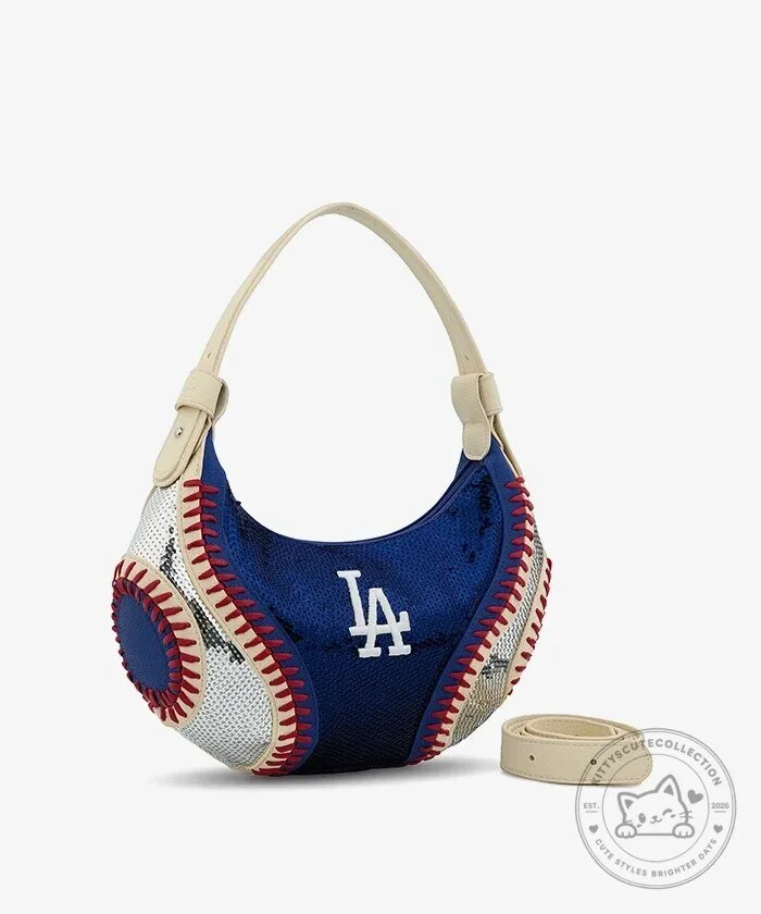 Los Angeles Dodgers Sequin Baseball Stitch Hobo Bag 30 Los Angeles Dodgers Sequin Baseball Stitch Hobo Bag