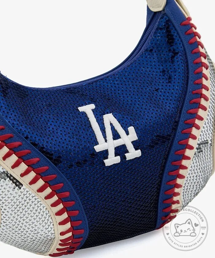 Los Angeles Dodgers Sequin Baseball Stitch Hobo Bag 32 Los Angeles Dodgers Sequin Baseball Stitch Hobo Bag