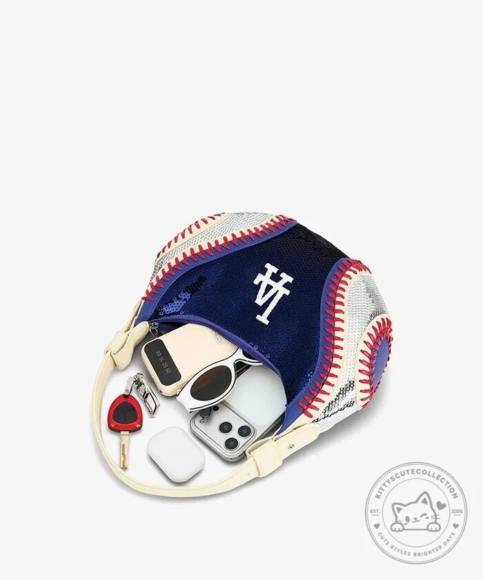 Los Angeles Dodgers Sequin Baseball Stitch Hobo Bag 36 Los Angeles Dodgers Sequin Baseball Stitch Hobo Bag
