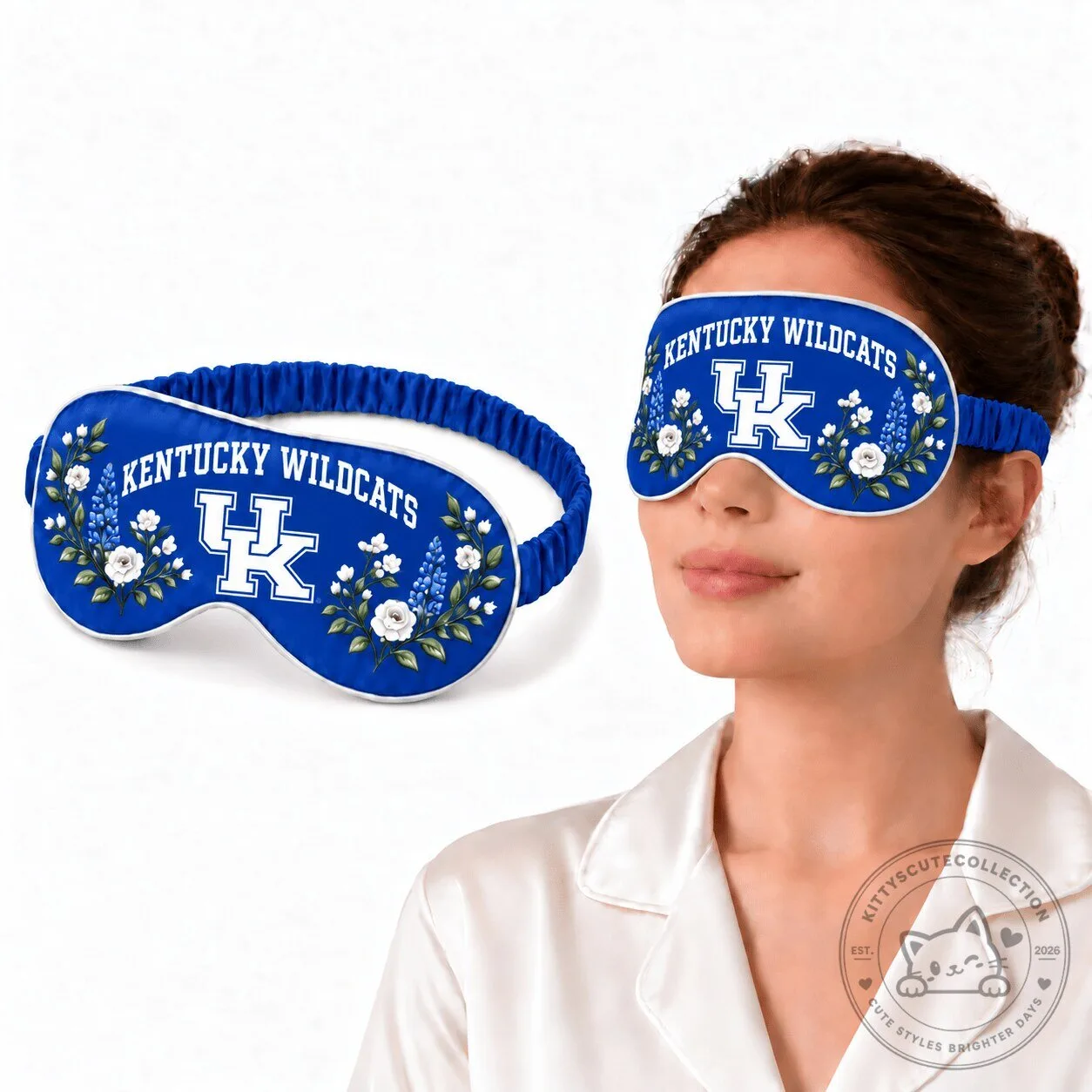 Kentucky Wildcats Floral Sleep Mask Eye Cover for Restful Night's Sleep 2 Kentucky Wildcats Floral Sleep Mask Eye Cover for Restful Night's Sleep